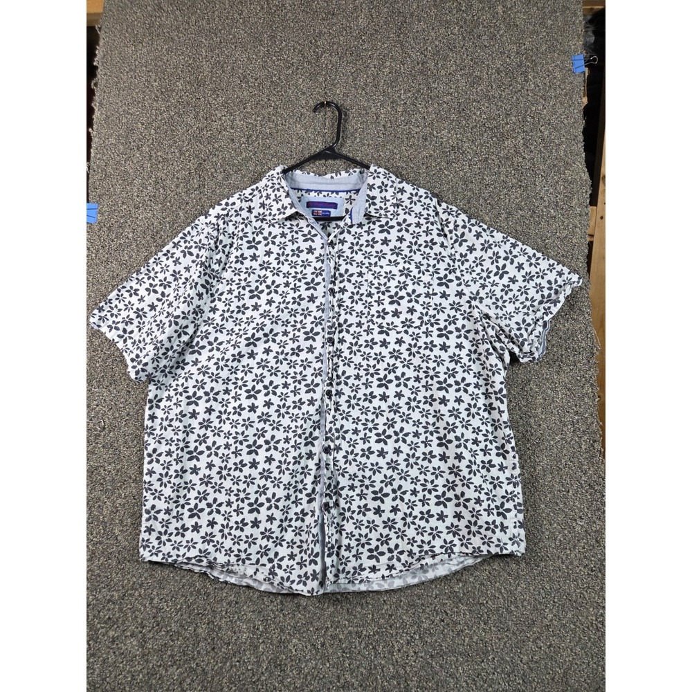 English Laundry Button Down Women XXL White Excellent Floral Short Sleeve Shirt